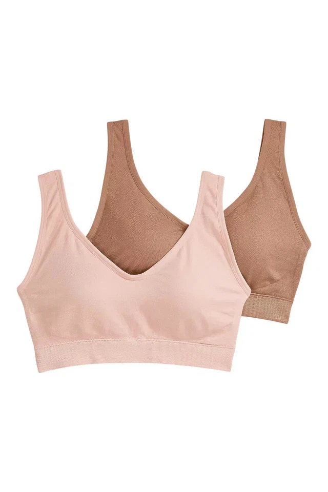 Paquete de 2 sujetadores alisadores de espalda sin costuras Jockey para mujer almendra/coral Foto 1 de 1