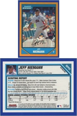 Jeff Niemann 2007 Bowman Chrome Draft #BDPP83 Orange Refractor parallel #d 20/25 - Image 1 of 3