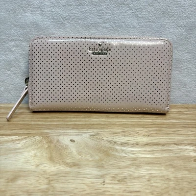 Kate Spade Lilac Street Dot Lacey Pink Gold Patent Leather Zip Around Wallet - Image 1 of 4
