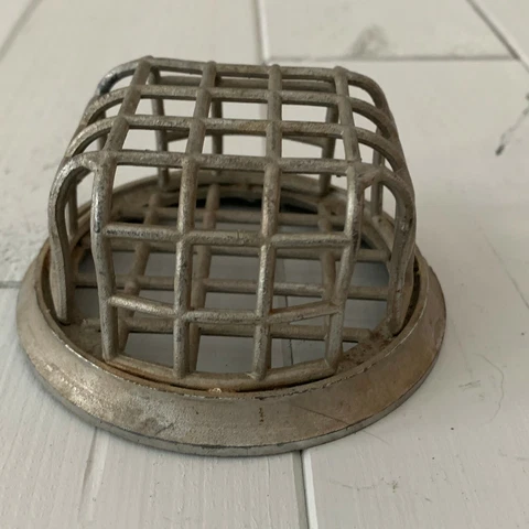 Vintage Original Heavy Metal Flower Frog Beehive Cage Garden Floral Taupe Cover