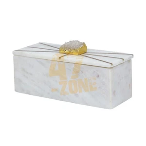 Marmor 3x7,5x3" Weiß Marmor Box Indoor Outdoor Home Decor Tischplatte Dekoration - Bild 1 von 23