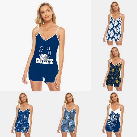 Indianapolis Colts V-Neck Swimsuit One Piece Jumpsuit Swim Tank Tops Rompers Cover
