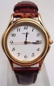 Women's Brown Leather Gold-Tone Stainless Steel Watch - Picture 1 of 5