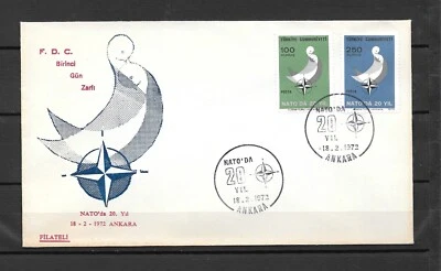 Turkey 1972 20th Anniv of Turkey's Membership of NATO FDC Super - Image 1 of 2