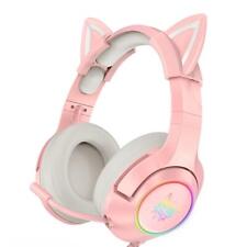 ONIKUMA K9 Cat Ear Headphones with RGB Light Mic Gaming Headset (Pink 7.1 USB)