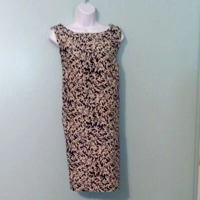 Vestido Joe Fresh C-55 Nuevo sin Etiquetas Sin Mangas Talla Grande Azul Blanco Hojas Cremallera Lateral Foto 1 de 4