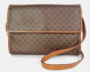 Auténtico Bolso de Hombro Cartera CELINE Marrón Macadam PVC Lona y Cuero #60395B - Imagen 1 de 14