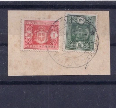LUOGOTENENZA 1945 - SEGNATASSE 02 VALORI USATI SU FRAMMENTO - Immagine 1 di 2