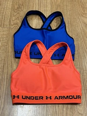 Lote de 2 Sujetadores Deportivos Under Armour UA XS Compresión Azul Rosa Inalámbricos Foto 1 de 4