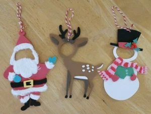 Santa, Reindeer Or Snowman Insert photo face Ornament/Handmade/NWOT - Picture 1 of 7