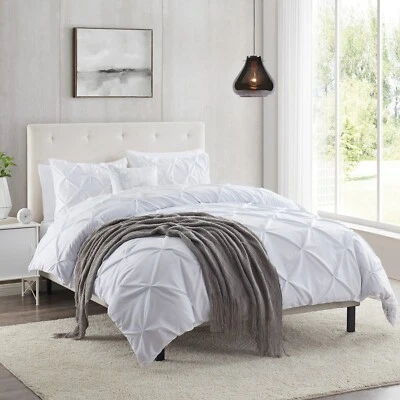 Down Alternative Comforter Set - 3 Piece Pinch Pleat Style Comforter with Shams