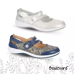Boulevard Ladies Wide Shoes Casual EEE Fit Comfort Touch Fastening Trainer UK3-9 - Picture 1 of 10