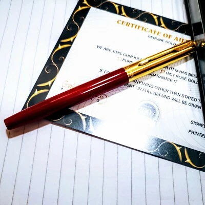 24k Gold Plated Parker Jotter Fountain Classic Burgandy Writing Pen Gift - Image 1 of 2