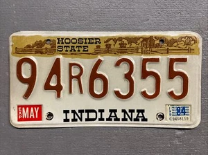 VINTAGE INDIANA NUMMERNSCHILD HOOSIER STATE 94R-6355 MAI 1984 AUFKLEBER SCHÖN!!😎 - Bild 1 von 3