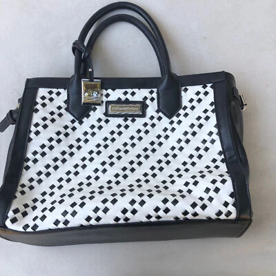 Catherine Malandrino Negro Blanco Mujer Bolso de Mano Cartera, Cuero Sintético NUEVO Foto 1 de 4