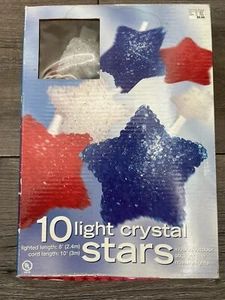 NIB 4th of July Crystal Star String Lights of 10 indoor outdoor - Picture 1 of 5