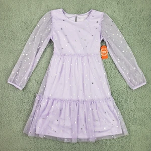 Girls Wonder Nation Lavender Dress Size L 10-12 NWT Sheer Long Sleeves - Picture 1 of 14