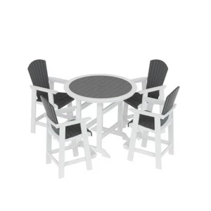For Outdoor Patio High Top Bar Table Set 5-PC w/Stools &4 Tall Adirondack Chairs - Picture 1 of 10