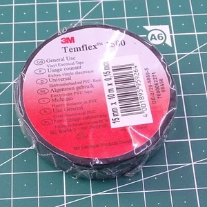 7503# 3M Klebeband elektrische Isolierung 15mm x10m schwarz Temflex 1500 15x10sw - Bild 1 von 2