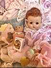 Vintage Effanbee Doll With Tons of Outfits & Accessories w/ Wrist tag & Trunk.