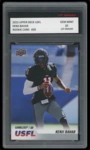 KENJI BAHAR 2023 UPPER DECK USFL 1ST GRADED 10 ROOKIE CARD HOUSTON GAMBLERS - Picture 1 of 1