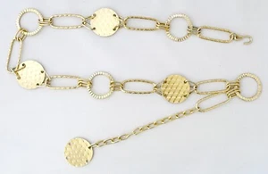 Vintage 70s Gold Coloured Metal Circle & Links Belt, Lightweight. Never Worn - Picture 1 of 4