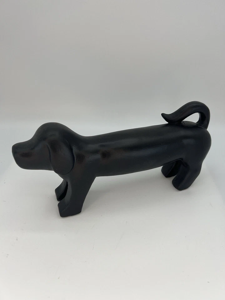 Estatua de perro Dachshund de cerámica negra, amante de los perros estante cuidador estilo moderno Foto 1 de 4