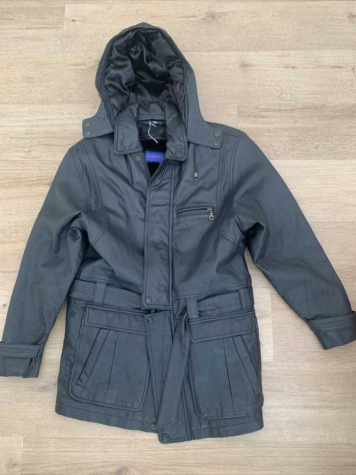 Chaqueta de cuero Montana vintage - Chaleco de eliminación forro y capucha extraíble - ¡Limpia! Foto 1 de 4
