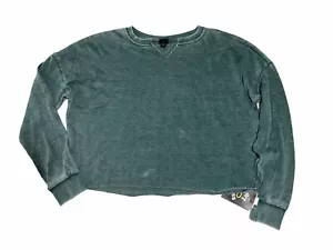Girls Crop Top Sweatshirt XL 14/16 Long Sleeve Green Raw Hem Pullover Art Class - Picture 1 of 11