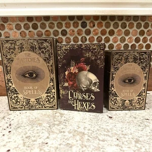 Halloween Nesting Display Prop Boxes Faux Books Witches Hexes Spells Skull Set 3 - Picture 1 of 11