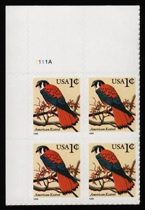#3031 1c American Kestrel, Plate Block [1111A UL] Mint **ANY 5=FREE SHIPPING** - Picture 1 of 1