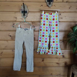 Lot 2 Girls Pants Vineyard Vines Thin Well Corduroy Boutique Ruffle Geo Size 8 - Picture 1 of 10
