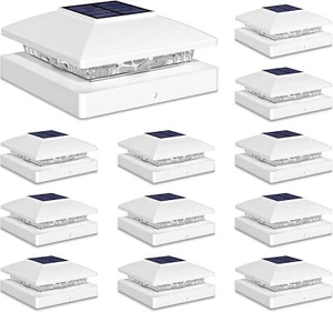 12 Pack Solar Post Cap Lights Outdoor Led Deck Fence Post Lights Fit 4x4 Posts - Picture 1 of 6