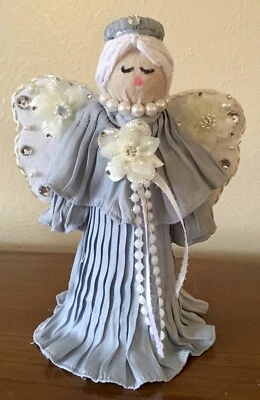 Handmade Angel Tree Topper/Counter Topper Christmas Decor Blue - Image 1 of 3