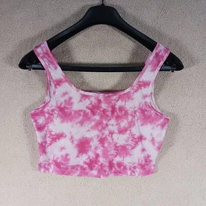 Camiseta sin mangas corta blanca SHEIN rosa teñida con corbata ombre poliéster mezcla spandex elástica - Imagen 1 de 6