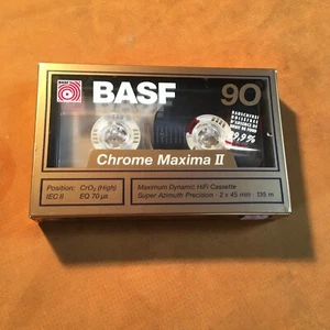 1 x Cassette BASF CHROME MAXIMA II 90, IEC II/High Position, nuevo en lámina de embalaje original, 1989 - Imagen 1 de 6