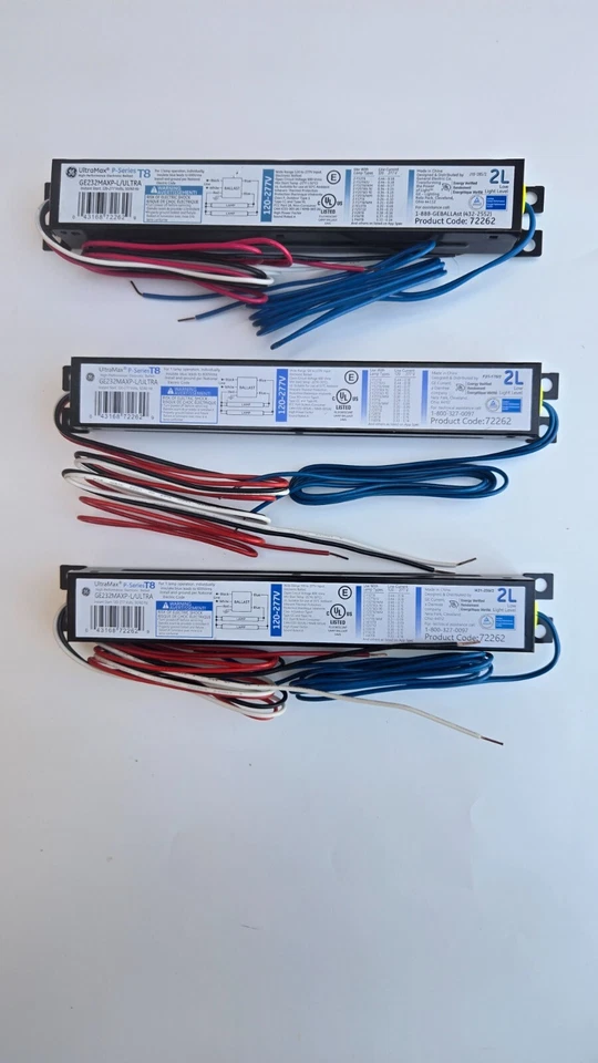 pack of 3 GE T8 2-Bulb Residential Fluorescent Light Ballast - Image 1 of 1
