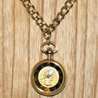 Vintage Antoninus Pius Pocket Watch Necklace Clock Rome Roman Numerals Gold Tone