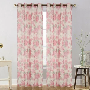 Voile transparente Blumen Ösen oben Fenstervorhang Flächenvorhang, 81019 - Bild 1 von 6