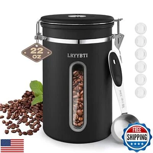 Coffee Canisters with Window,Scoop and Airtight Lid Stainless Steel Kitchen B - Picture 1 of 5