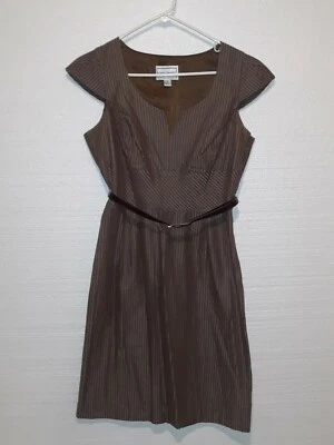 Karin Stevens Dress Women's Size 8 Brown Striped Sleeveless - Image 1 of 4