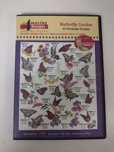 BUTTERFLY GARDEN Amazing Designs 45 Embroidery CD-ROM Sewing With Nancy TESTED - Picture 1 of 4