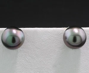 Pendientes Perlas Tahití 9,5mm Pavo Real 750 Oro Blanco Valor 1.000€ Nuevo - Imagen 1 de 3