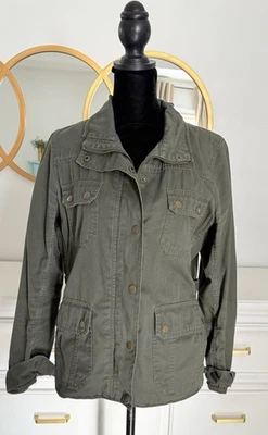 Kut from the Kloth Women’s Military Green Jacket Casual Boho Medium Snaps Zipper - Image 1 of 4