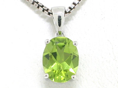 Peridot Anhänger 585 Weißgold 14Kt Gold natürlicher facettierter Peridot - Bild 1 von 4