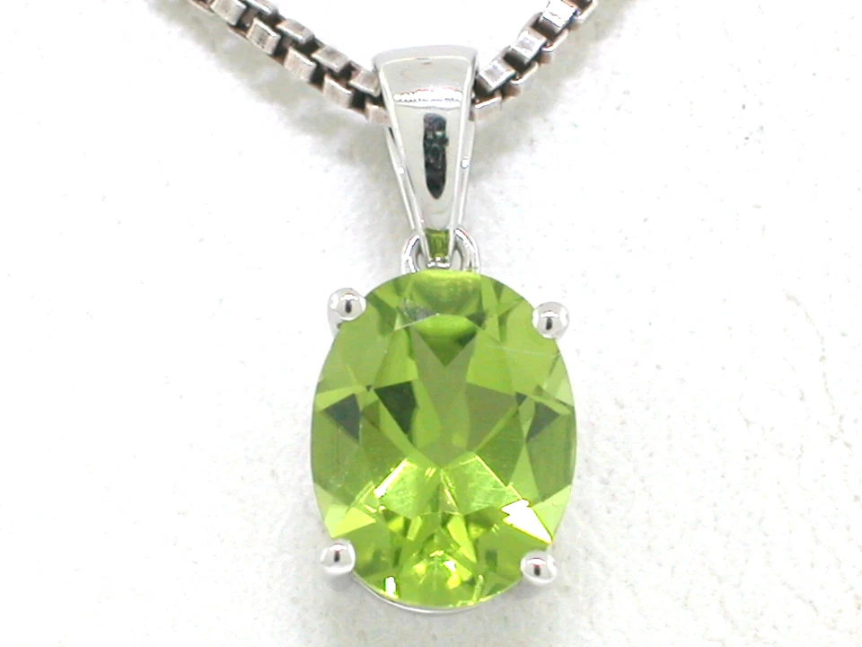 Peridot Anhänger 585 Weißgold 14Kt Gold natürlicher facettierter Peridot - Bild 1 von 4
