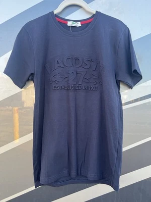 Nueva Camiseta Vintage Años 90 Lacoste Azul Marino En Relieve Caimán M Preppy Streetwear Foto 1 de 4