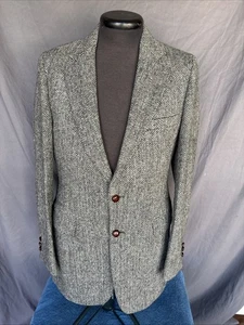 Vintage HARRIS TWEED Check Herringbone Scottish Wool Sport Coat Jacket 40 Nice! - Picture 1 of 21