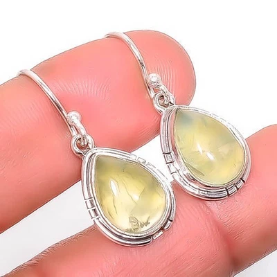 Ювелирные серьги ручной работы из стерлингового серебра 925 пробы с пренитом 1,29 дюйма A330 - Изображение 1 из 4