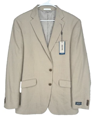 Abrigo Deportivo KENNETH COLE Para Hombre Talla 44L Caqui Tostado Mezcla de Lino Calce Ajustado Nuevo con Etiquetas Foto 1 de 4